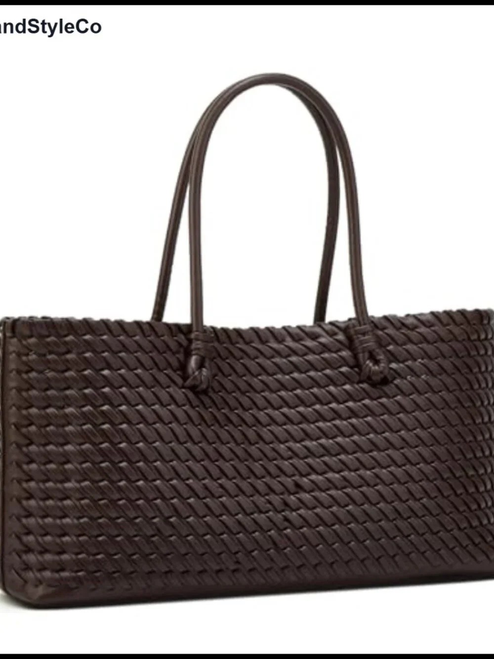 Vegan Leather Woven Tote Bag for Women Large Shoulder Handbag